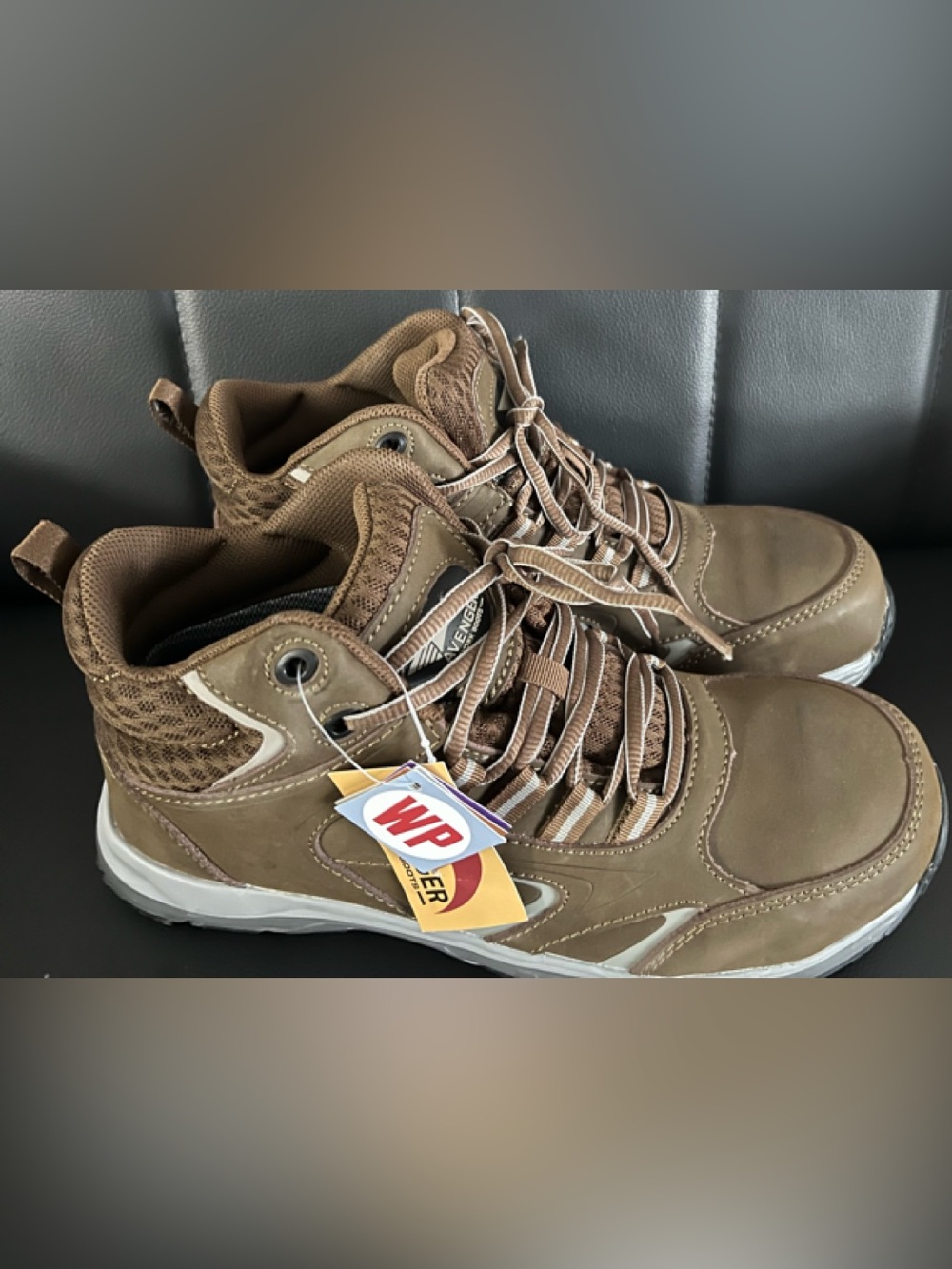 Women's Brown Waterproof Hiking Boots - WP Protection & work boot-Toe area hard